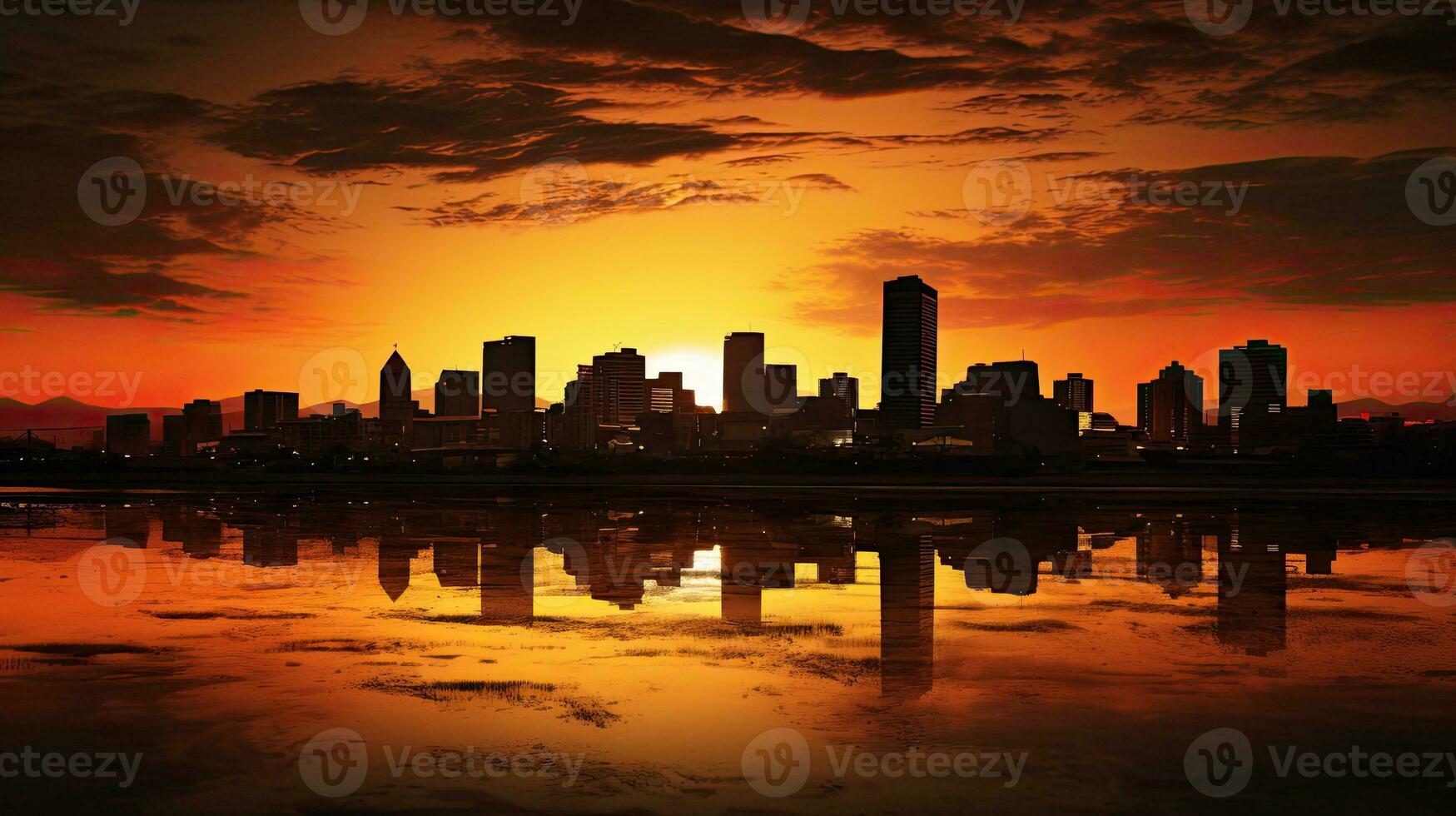 en kornig bild av en stadsbild i penang på soluppgång foto