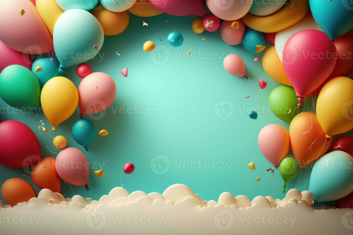 3d bakgrund med ballonger och kopia Plats foto