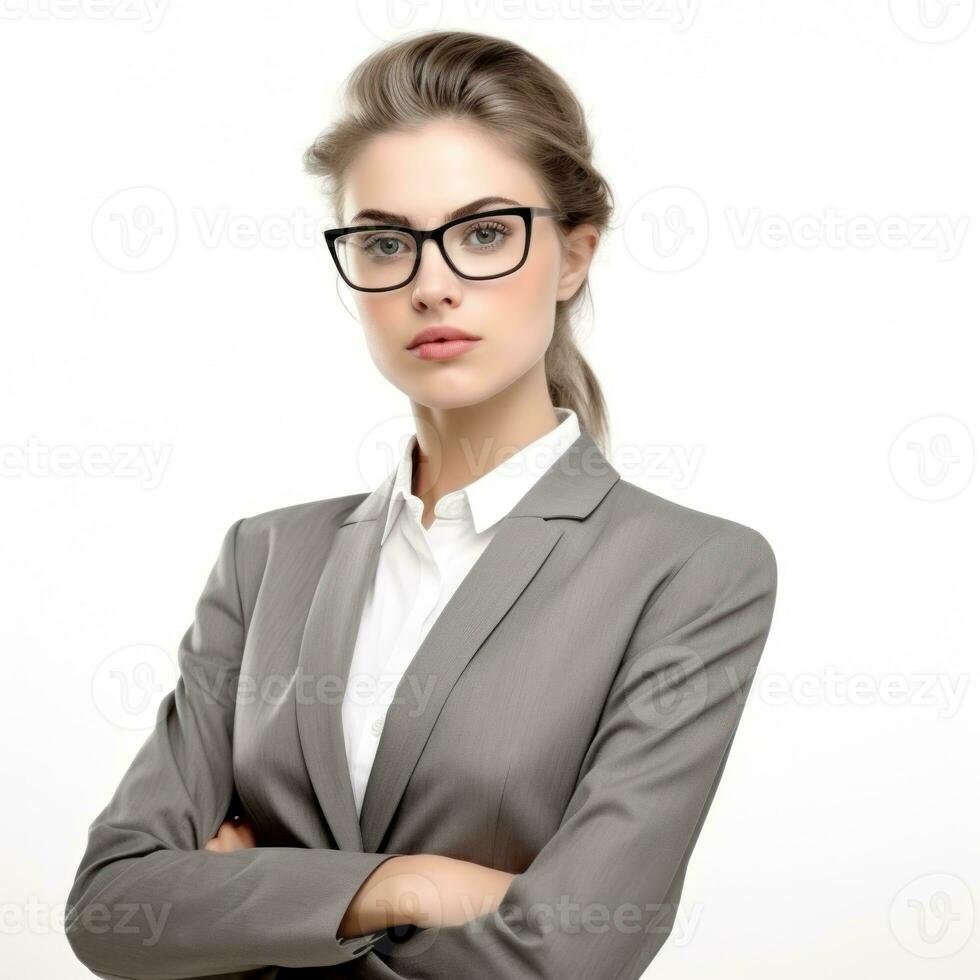 företag kvinna i glasögon isolerat foto