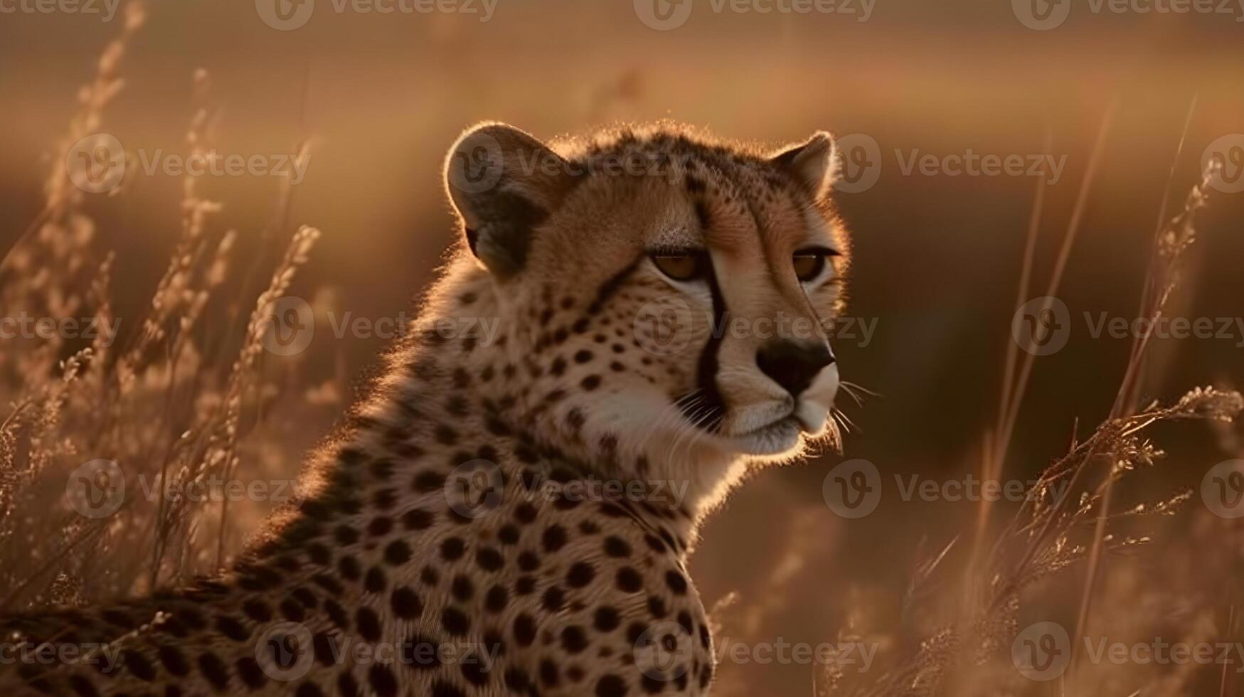 stänga upp porträtt från sida ansikte våldsam rovdjur leopard, stirra eller ser hetero framåt- på natur bakgrund. ai genererad foto