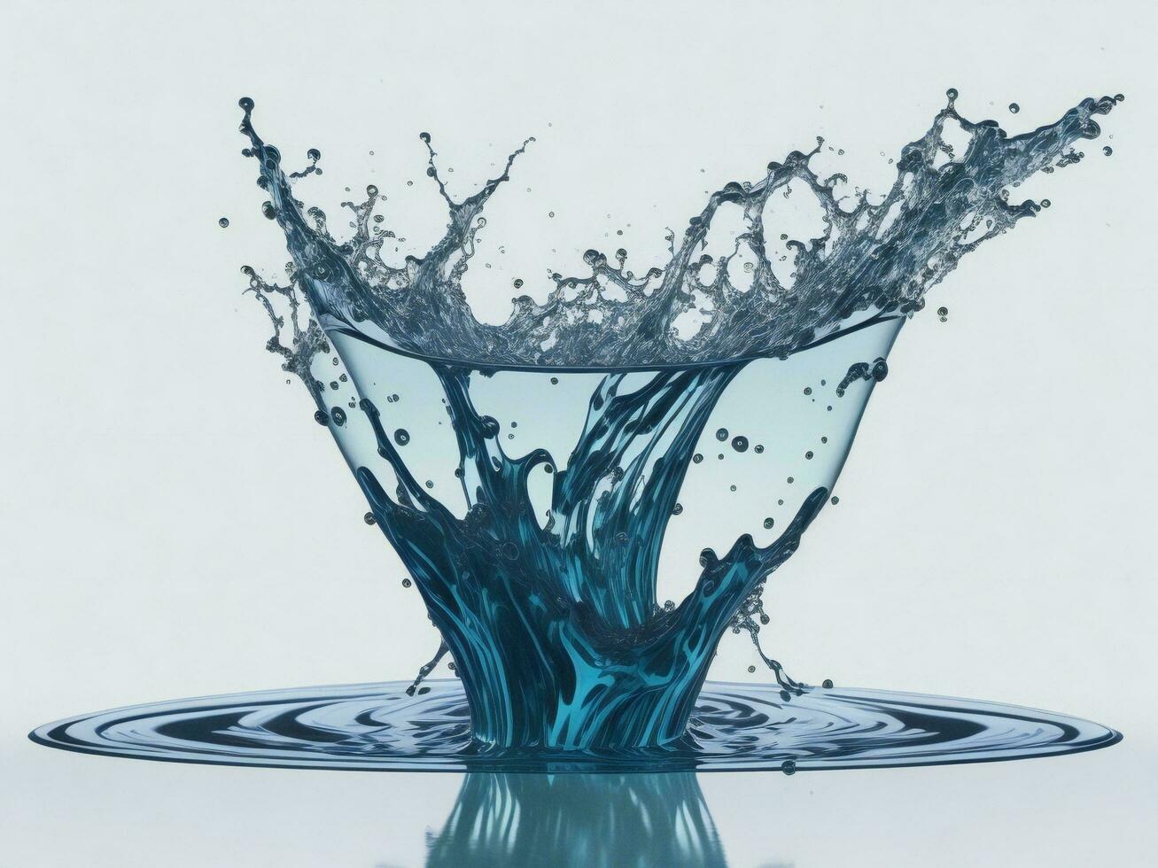 vatten stänk i en glas skål ai genererad foto