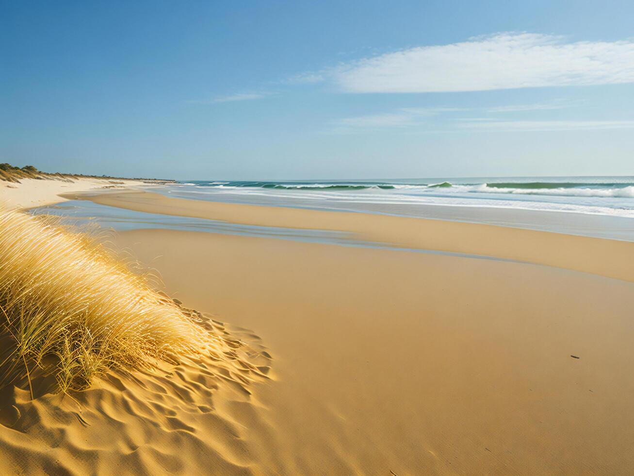 de sand sanddyner och gräs på de strand ai genererad foto