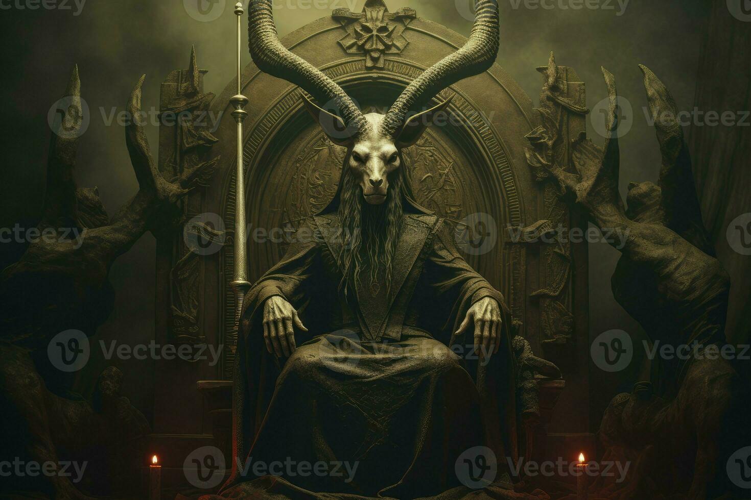 baphomet tecken natur. generera ai foto