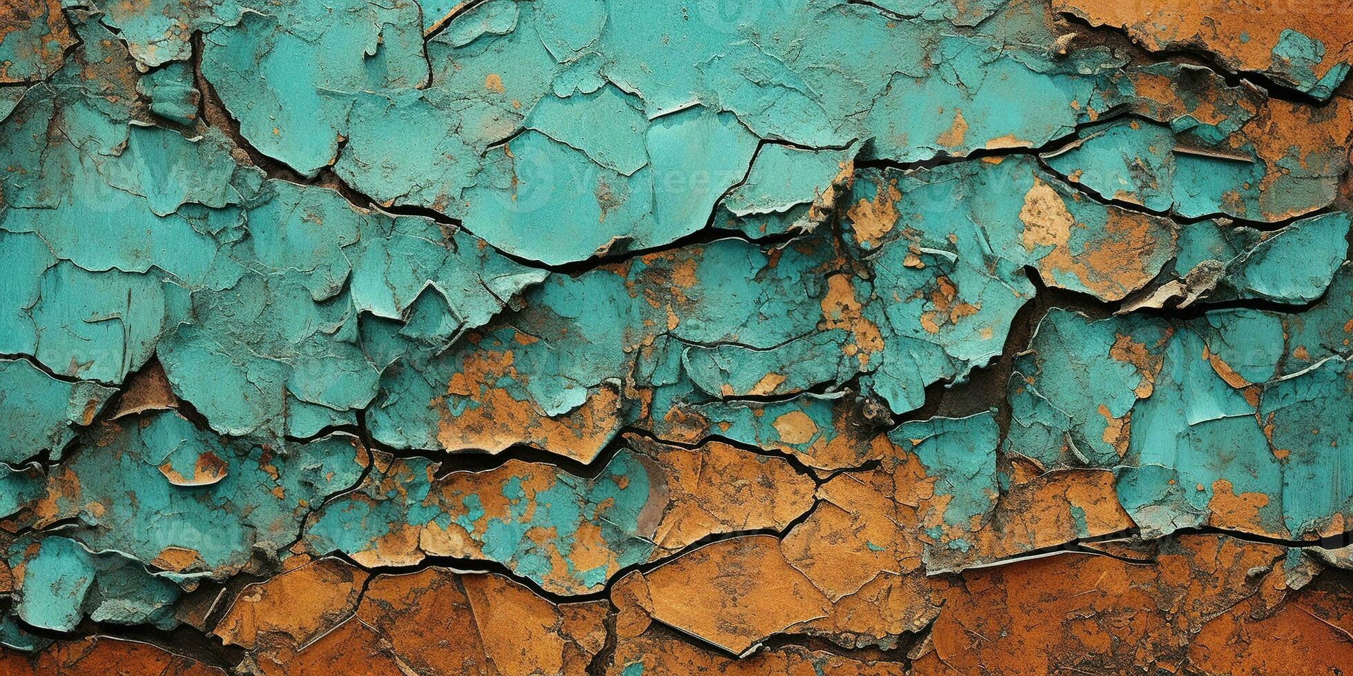 generativ ai, rostig blå och turkos metall bakgrund. grunge gammal vägg textur foto