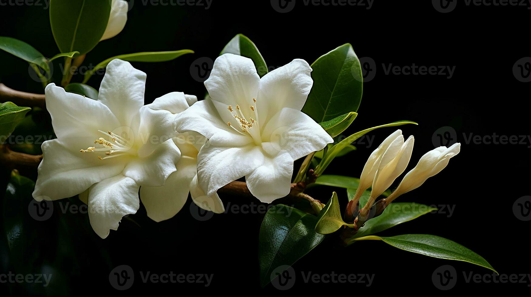 Foto av skön jasmin blomma isolerat på vit bakgrund. generativ ai