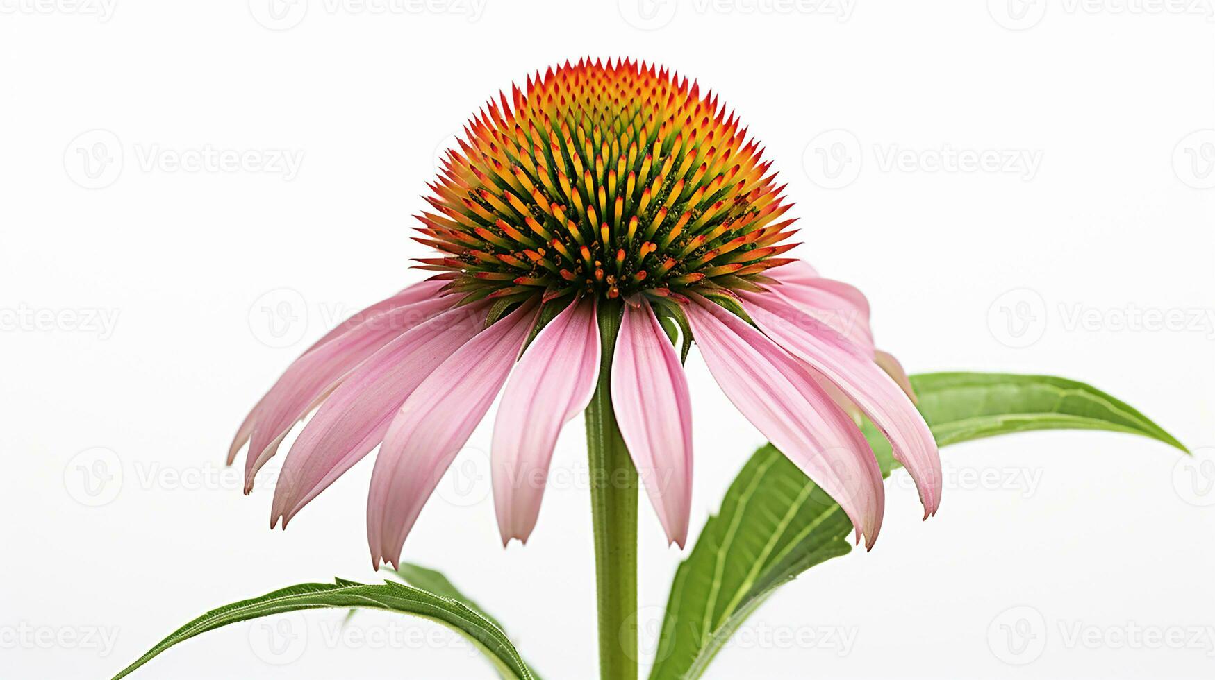 Foto av skön echinacea blomma isolerat på vit bakgrund. generativ ai