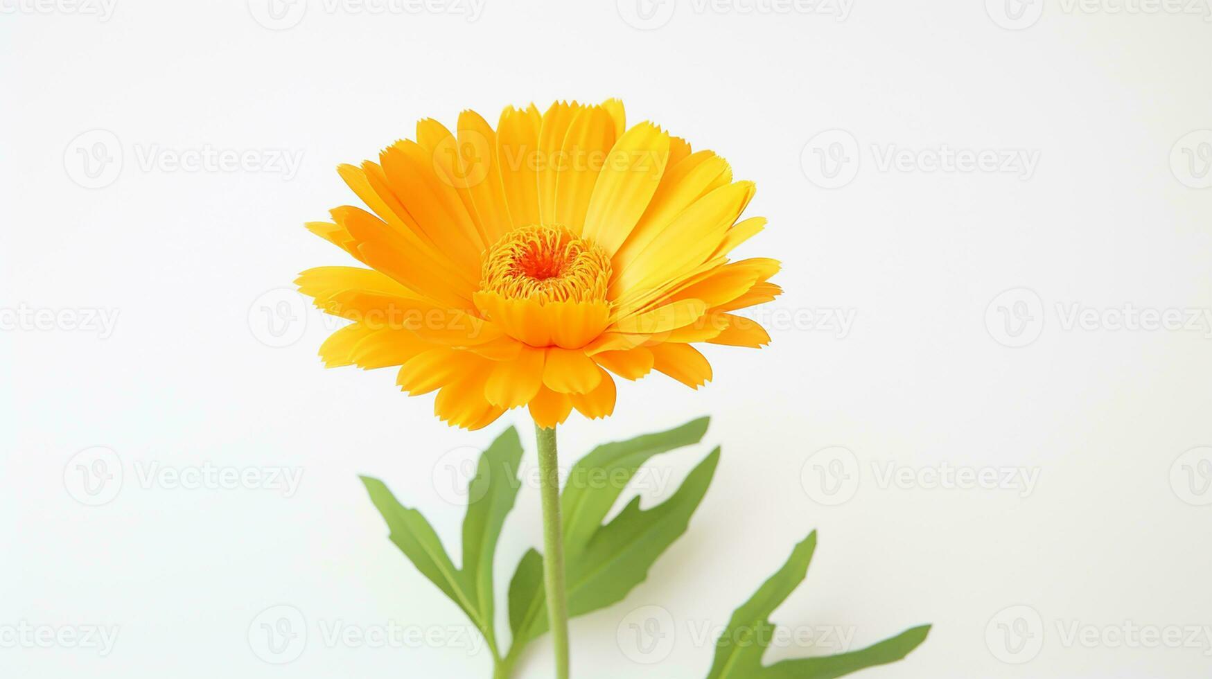 Foto av skön calendula blomma isolerat på vit bakgrund. generativ ai