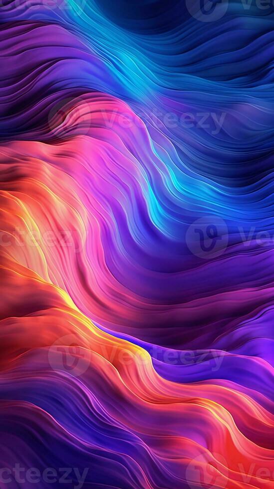 abstrakt neon bakgrund vågor lysande i ultraviolett spektrum. social media berättelser mall. ai generativ foto