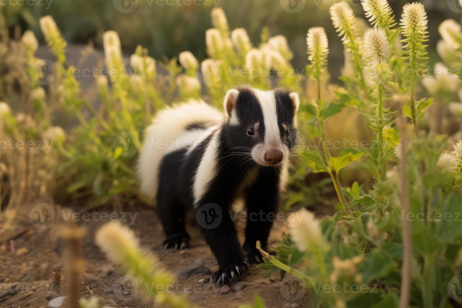 skunk i natur bred liv djur. ai genererad. foto