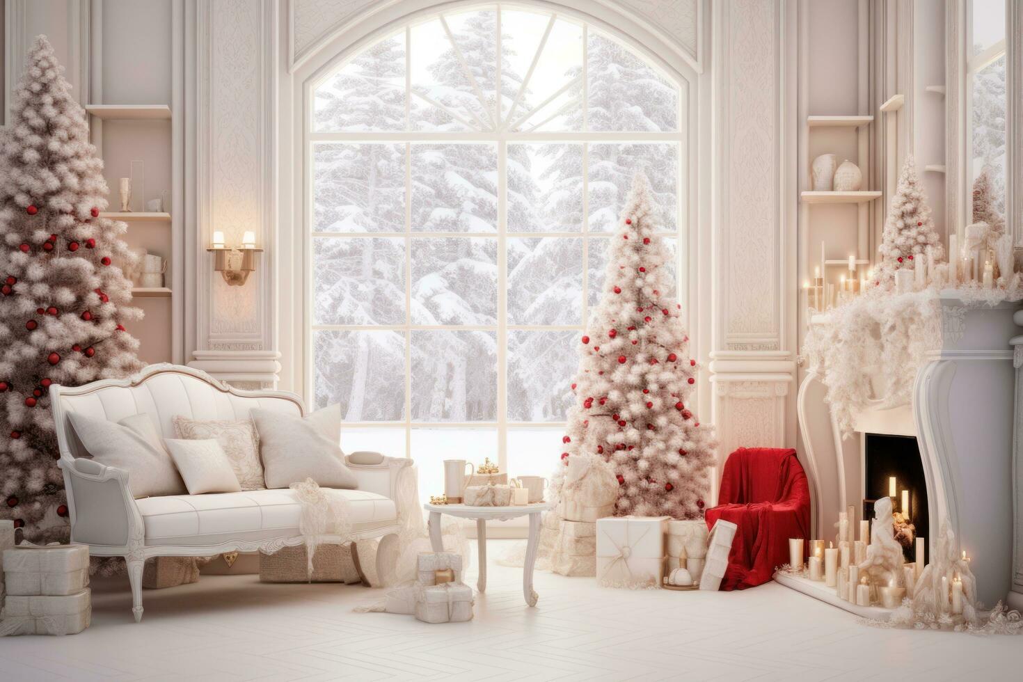 vit rum med jul dekoration foto
