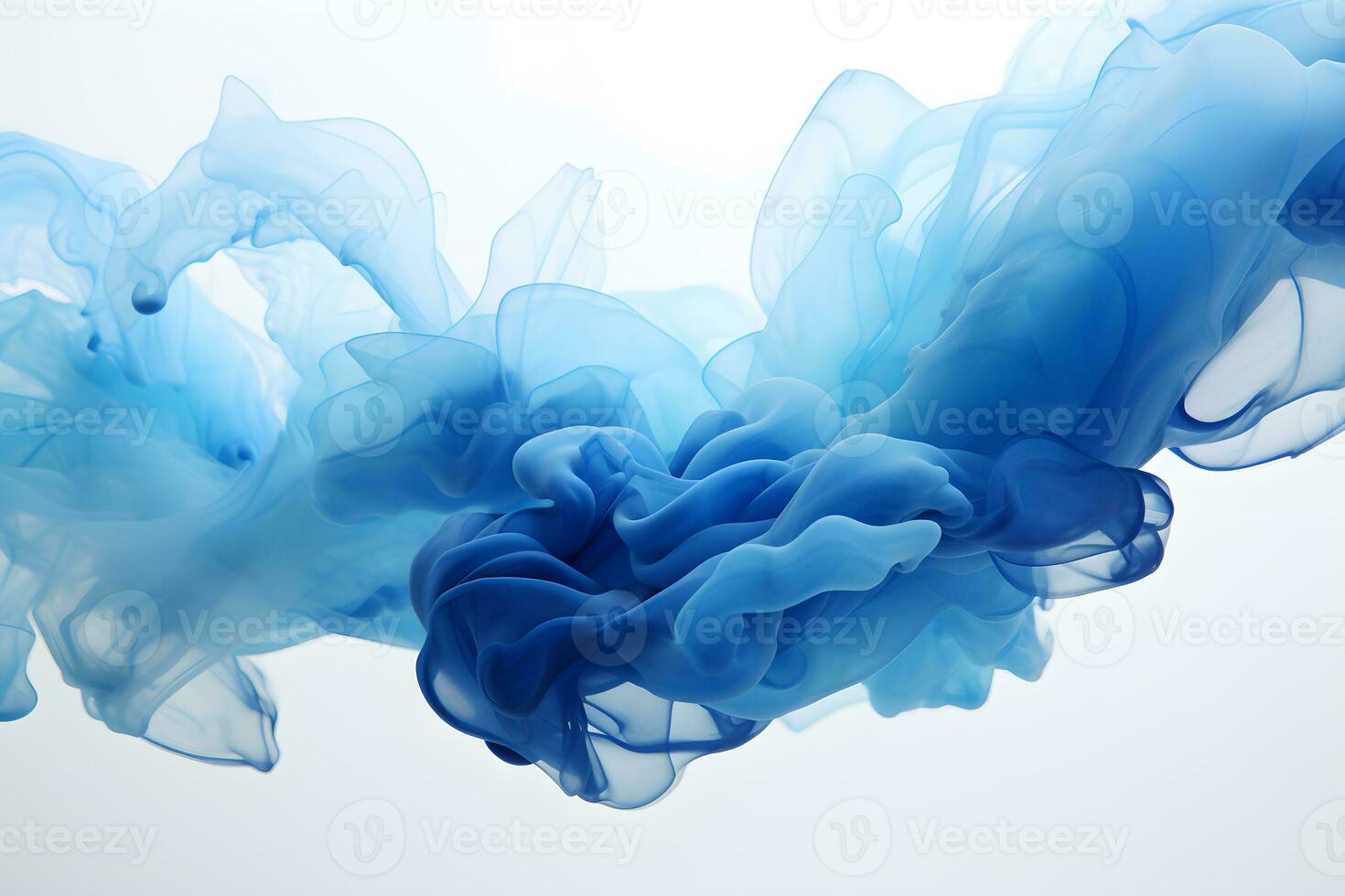 abstrakt blå flytande akryl färger och bläck i vatten, ai generera foto