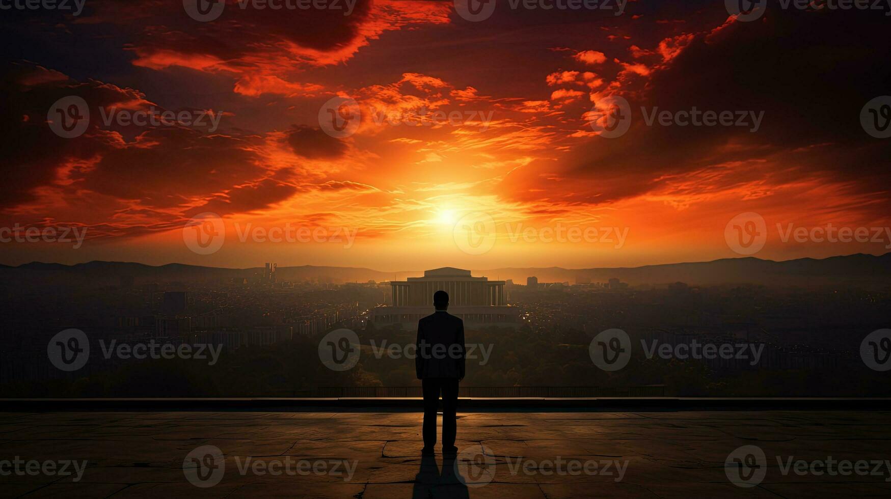 Anitkabir ataturk i Kalkon s ankara landskap. silhuett begrepp foto