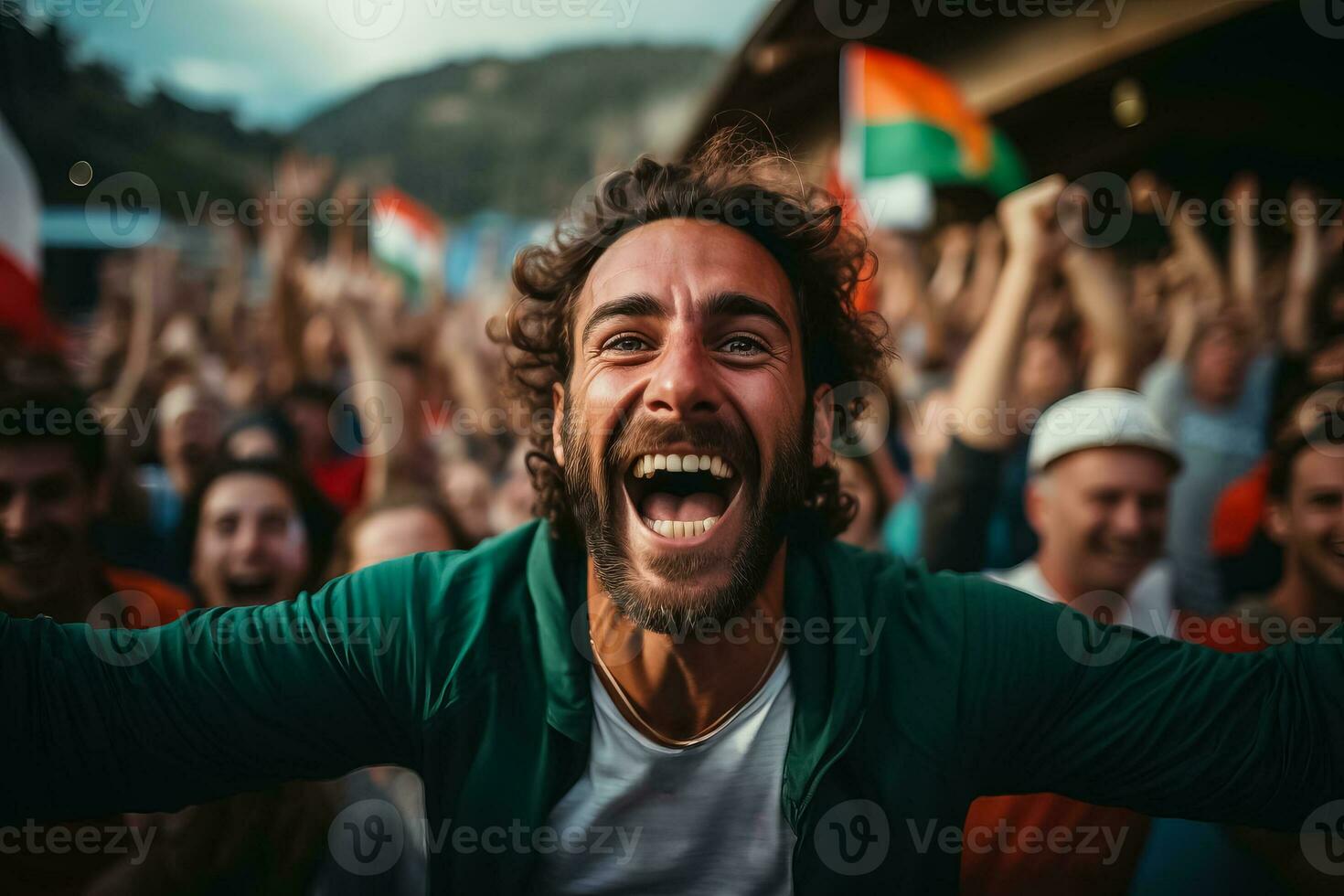 italiensk strand fotboll fläktar fira en seger foto