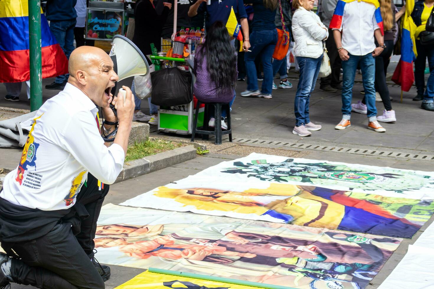 Bogota, colombia, 16 augusti 2023. Mars be för gustavo petro anklagelse. fredlig protest Mars i bogota colombia mot de regering av gustavo petro kallad la marcha de la mayoria. foto