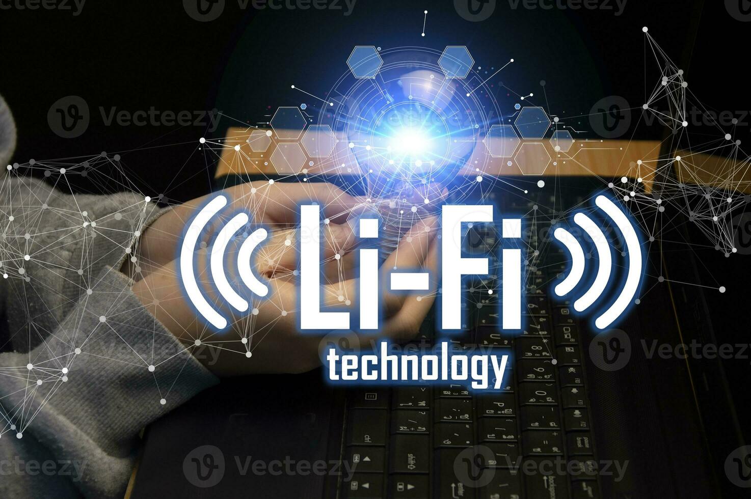 li-fi w-lan, internet och nätverk teknologi - Gör det möjligt hög hastighet li-fi anslutningar. foto
