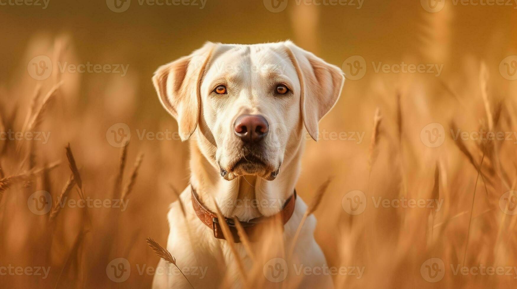 porträtt av en skön hund i de fält generativ ai, ai genererad foto