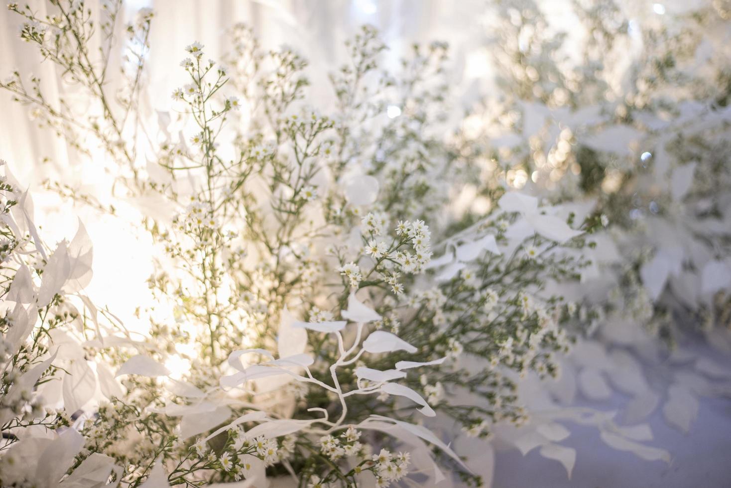 vit bröllopsblommabakgrund och dekoration foto