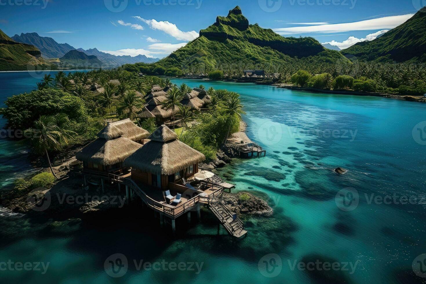 lyx bungalows i en tropisk paradis - ai generativ foto