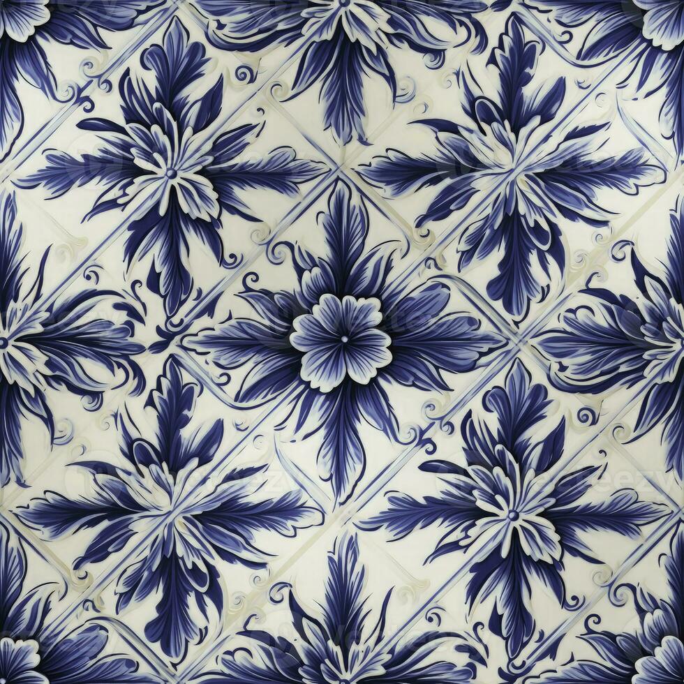 traditionell portugisiska azulejo bricka - ai generativ foto