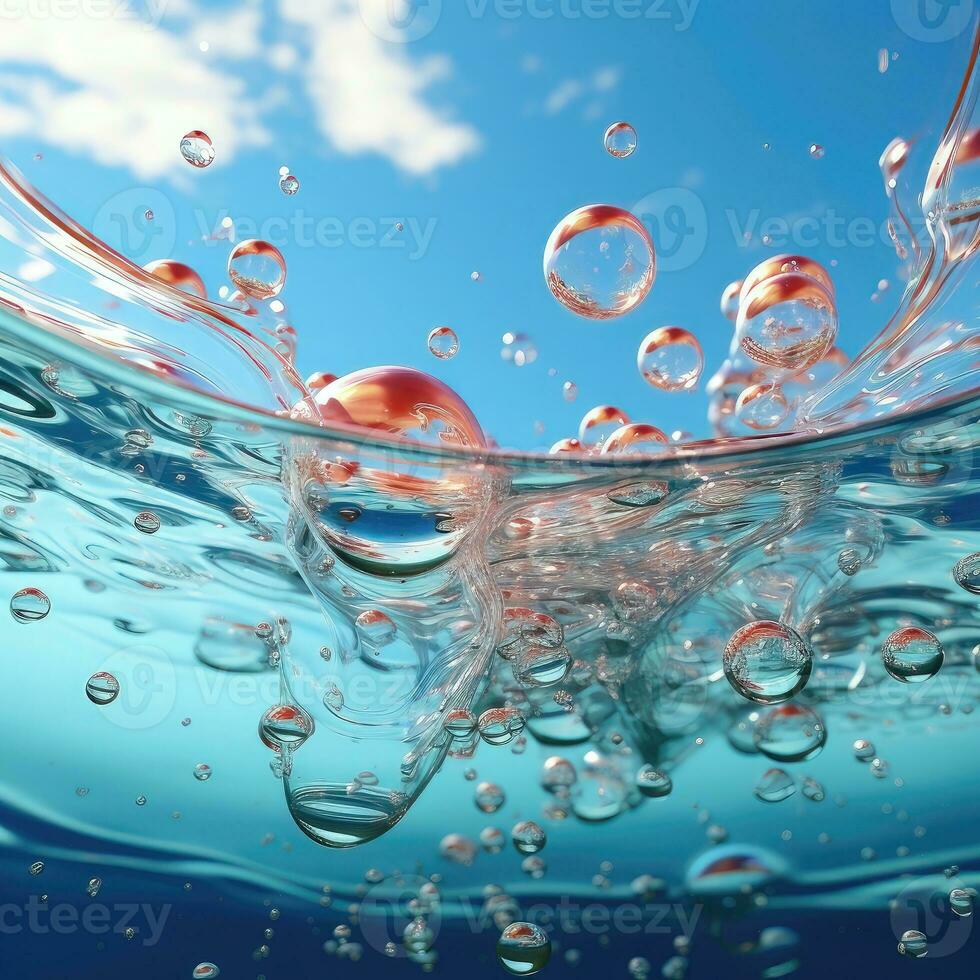 vatten stänk med bubblor - ai generativ foto