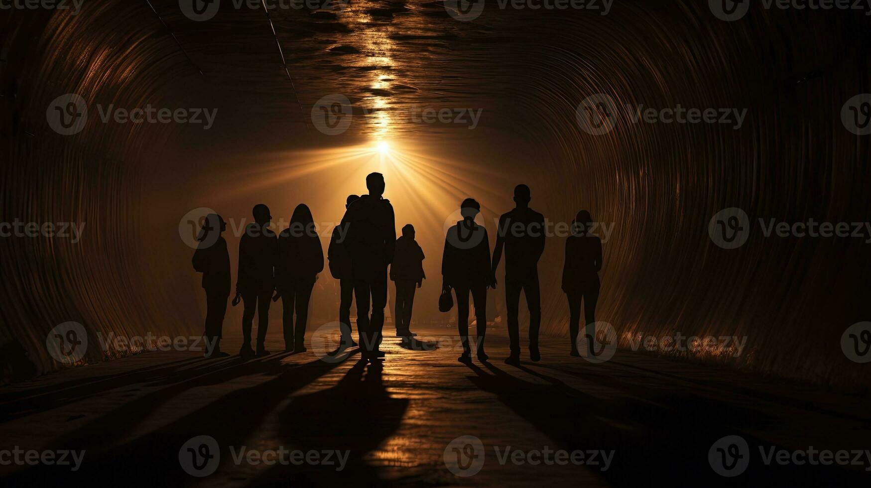 silhuetter av individer i en tunnel foto