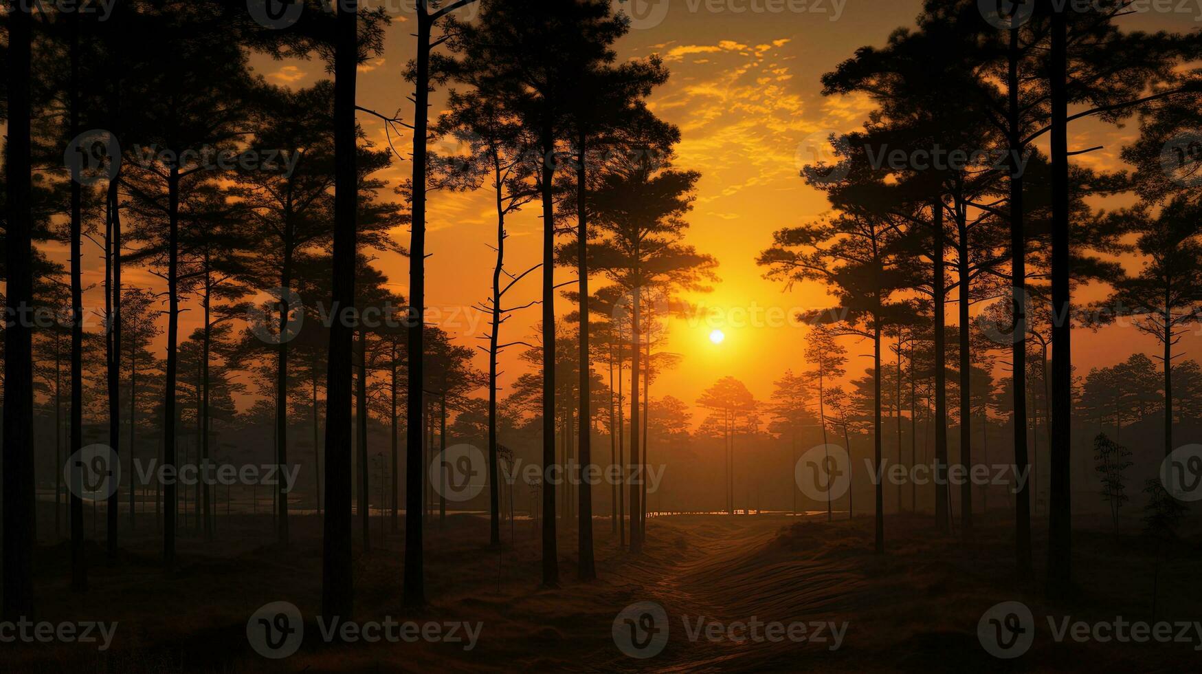 soluppgång i tall skog thailand. silhuett begrepp foto