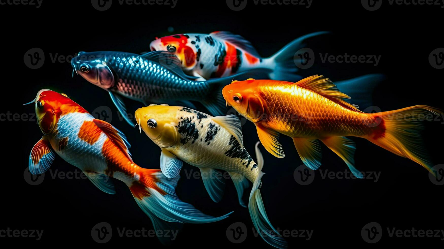 hög upplösning koi fisk samling ai generativ foto