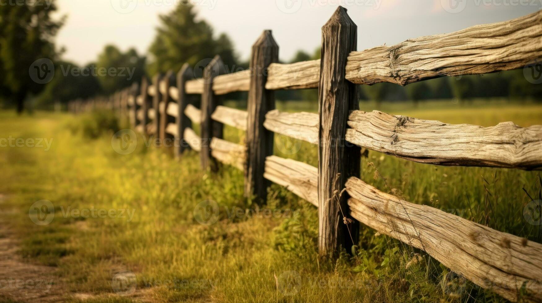 trä- staket inhägna för boskap generativ ai foto