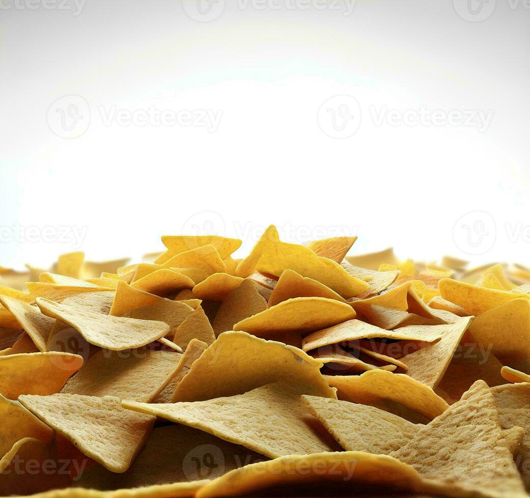 majs pommes frites nachos på vit bakgrund ai genererad foto