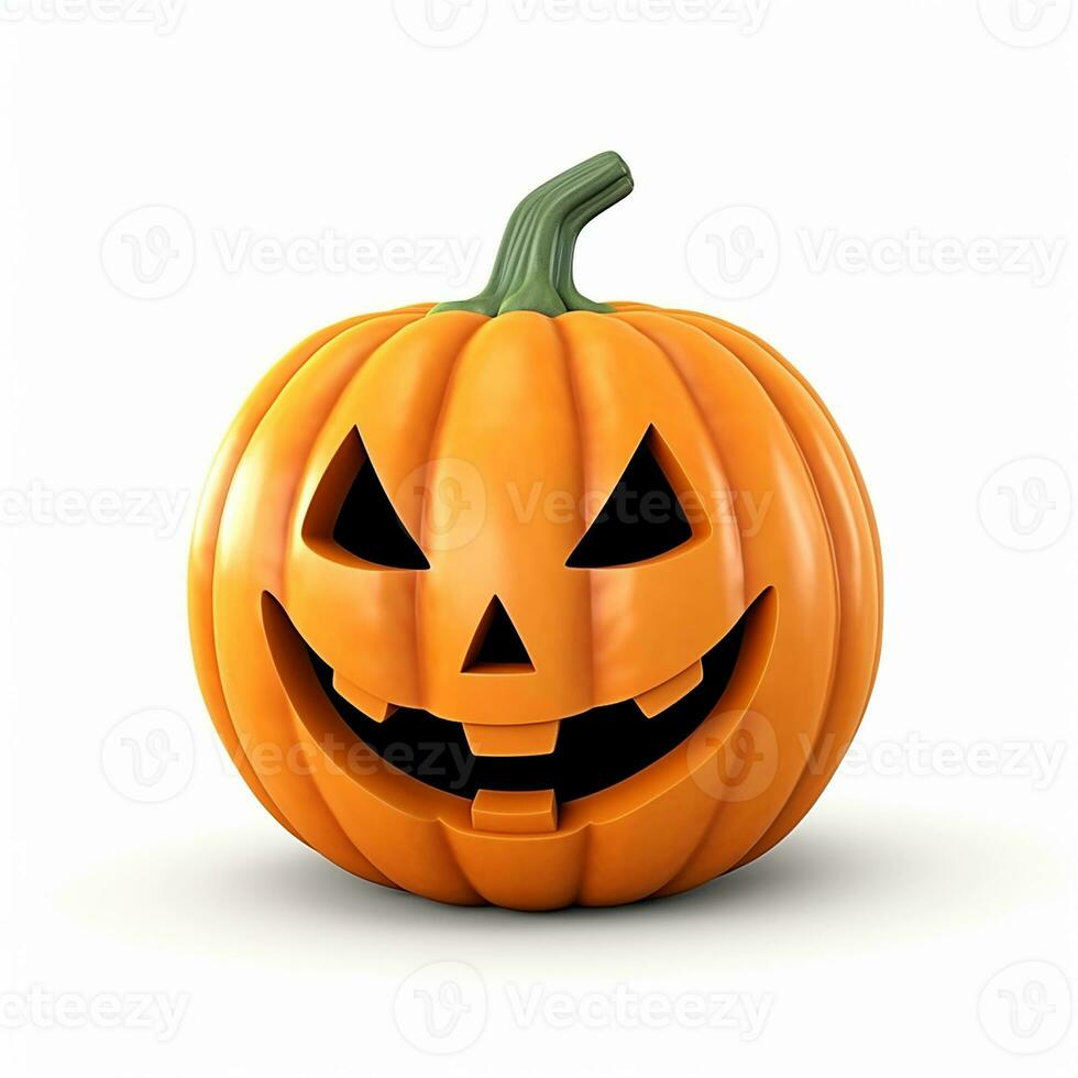 3d illustration söt halloween pumpa. halloween dekoration, dag av de död. genererad ai foto