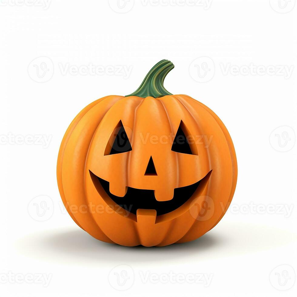 3d illustration söt halloween pumpa. halloween dekoration, dag av de död. genererad ai foto