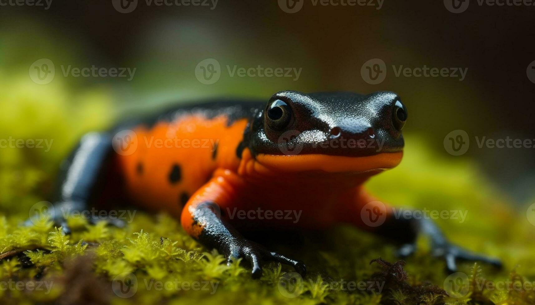 söt padda Sammanträde på en blad i en tropisk regnskog genererad förbi ai foto