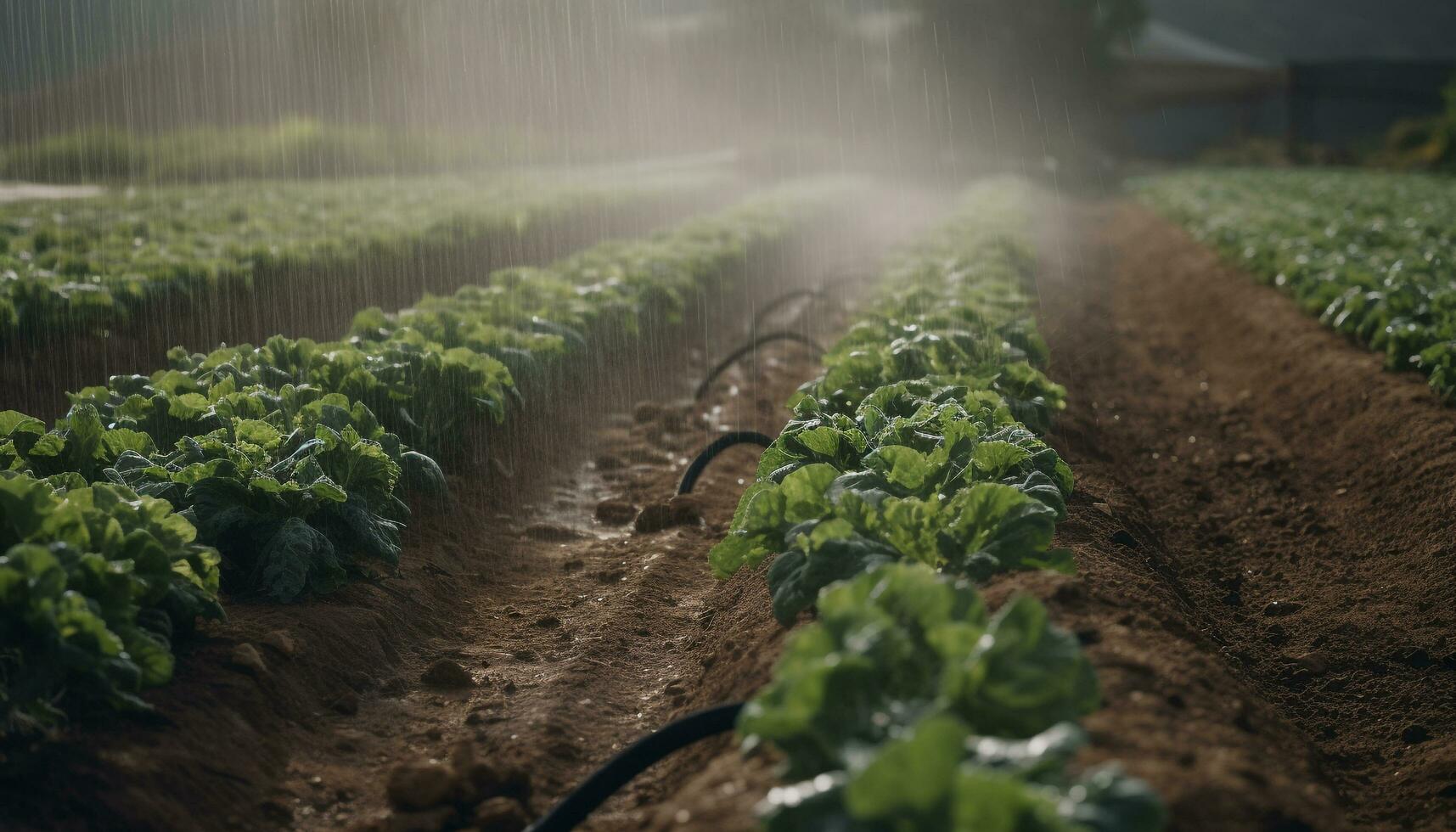 färsk, organisk grönsaker vuxen i en frodig, grön vegetabiliska trädgård genererad förbi ai foto