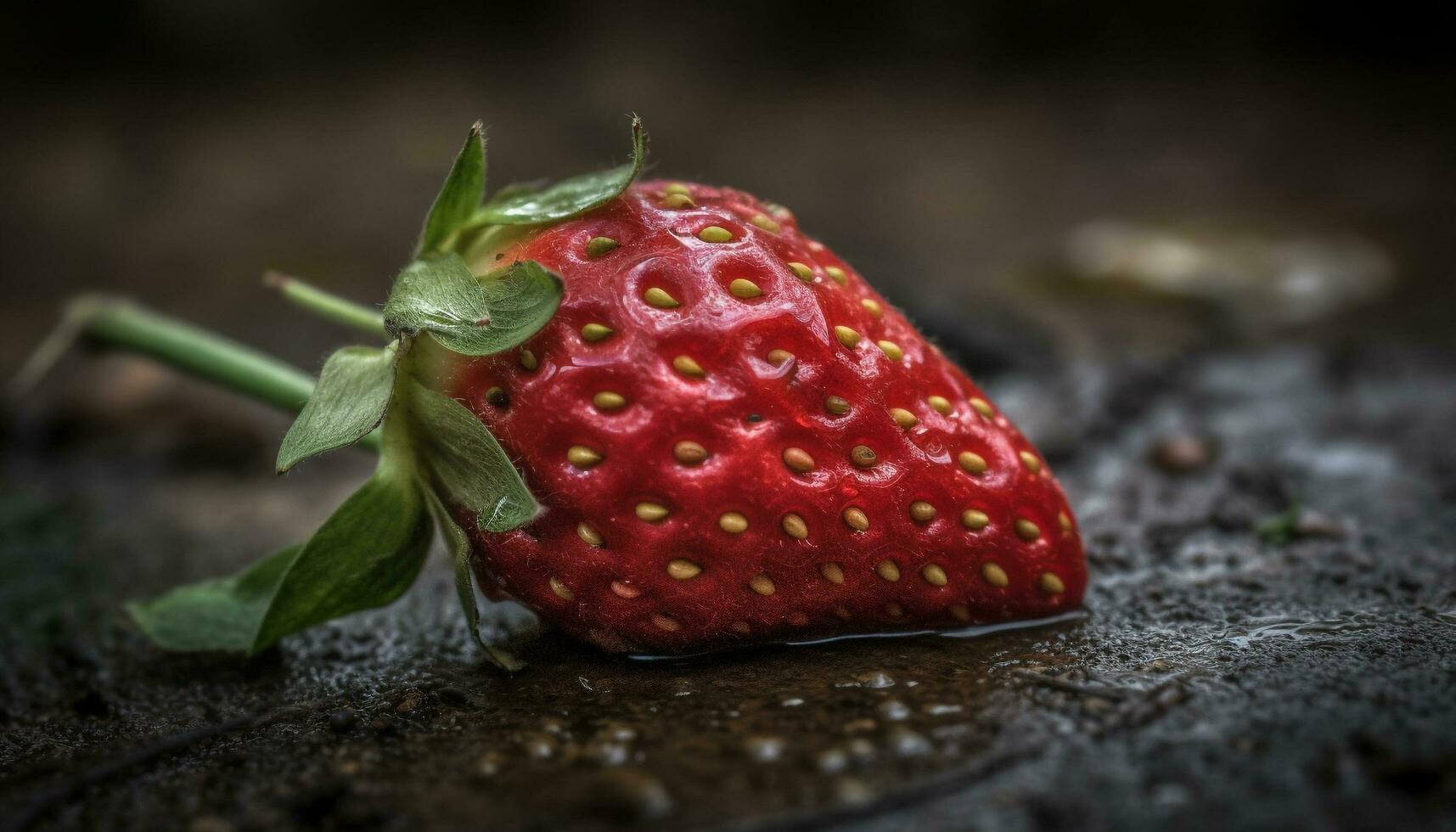 färsk jordgubb efterrätt på trä- tabell, en gourmet sommar glädje genererad förbi ai foto