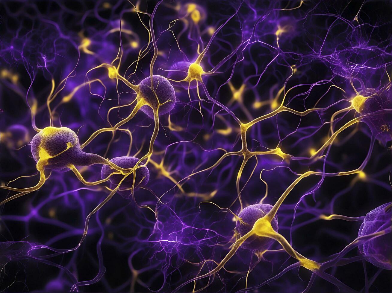 neuronal nätverk med elektrisk aktivitet av nervcell celler generativ ai foto