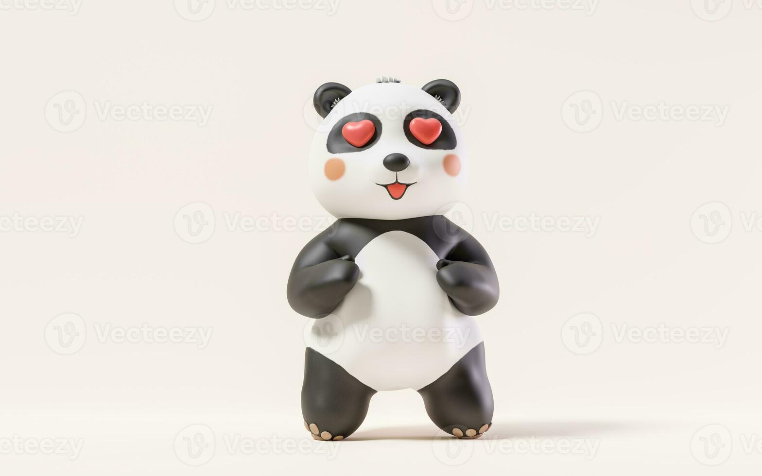 panda med tecknad serie stil, 3d tolkning. foto