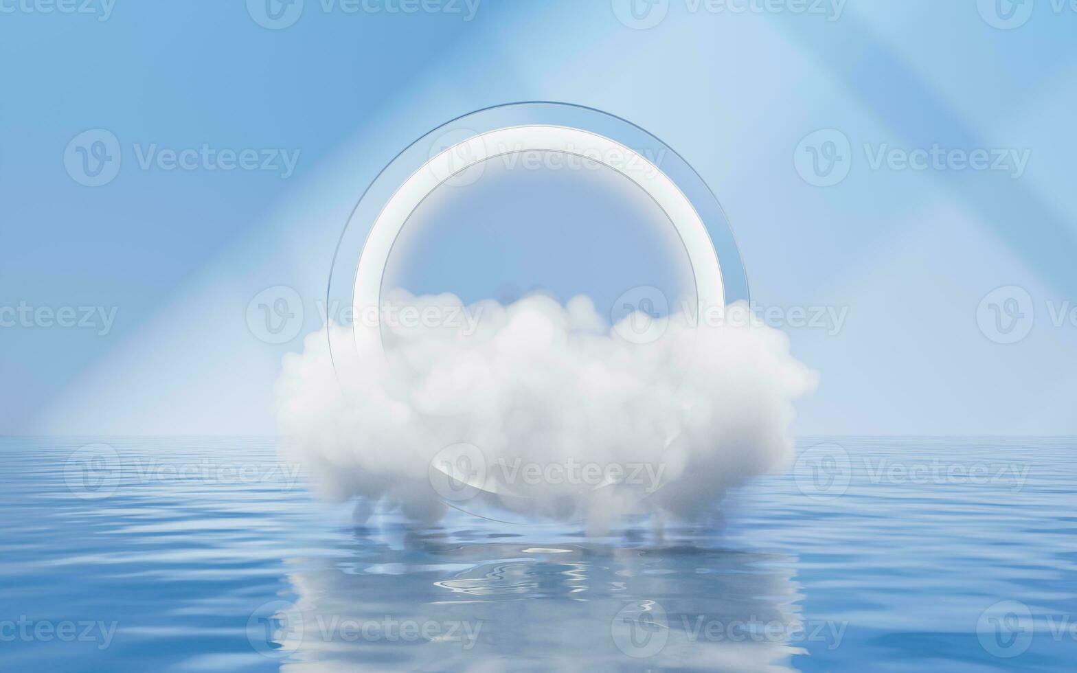 moln och vatten yta, 3d tolkning. foto