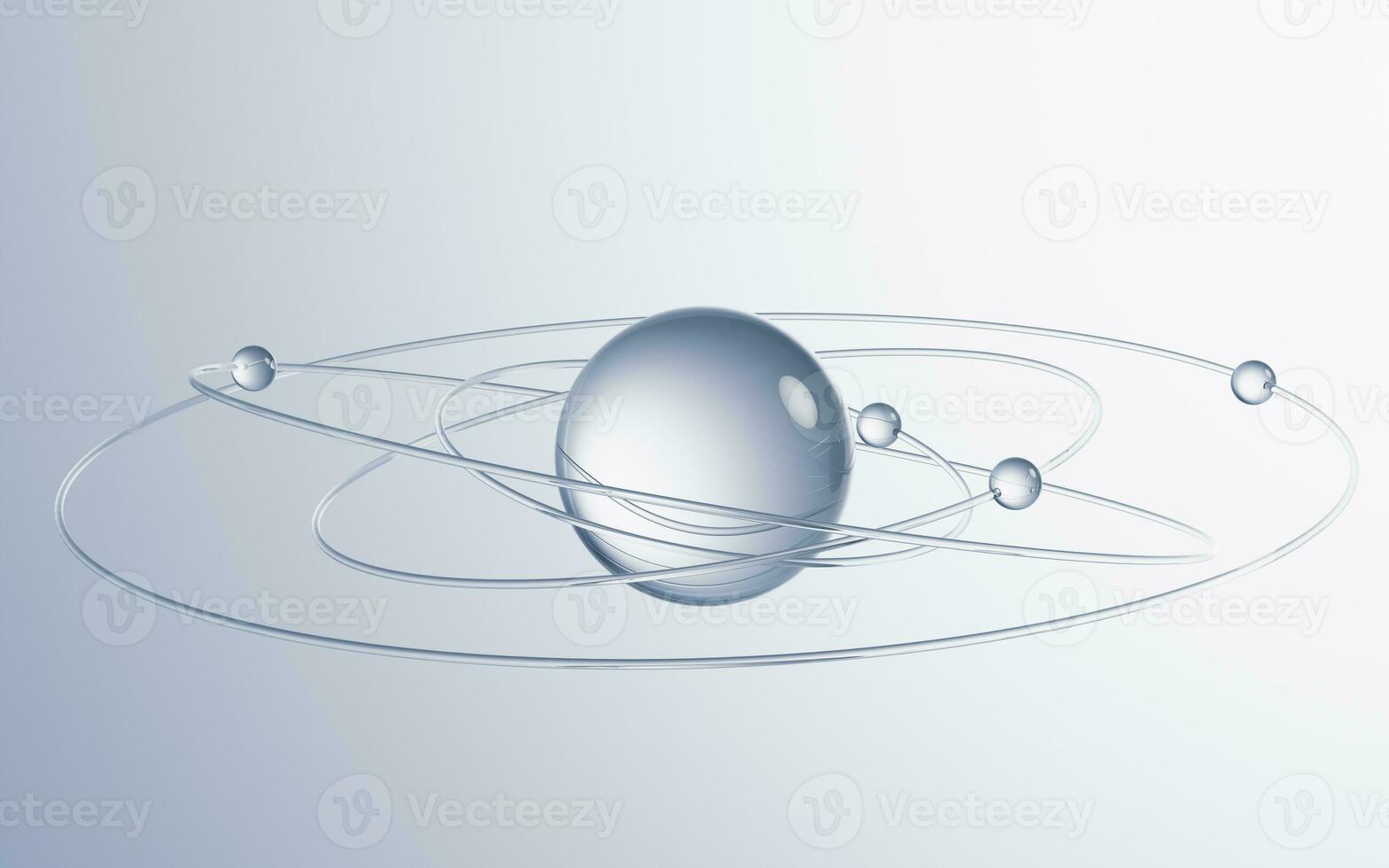 transparent boll med ringar omgiven, 3d tolkning. foto