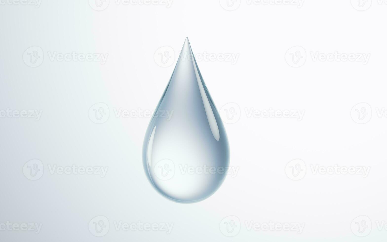 transparent vatten släppa med vit bakgrund, 3d tolkning. foto