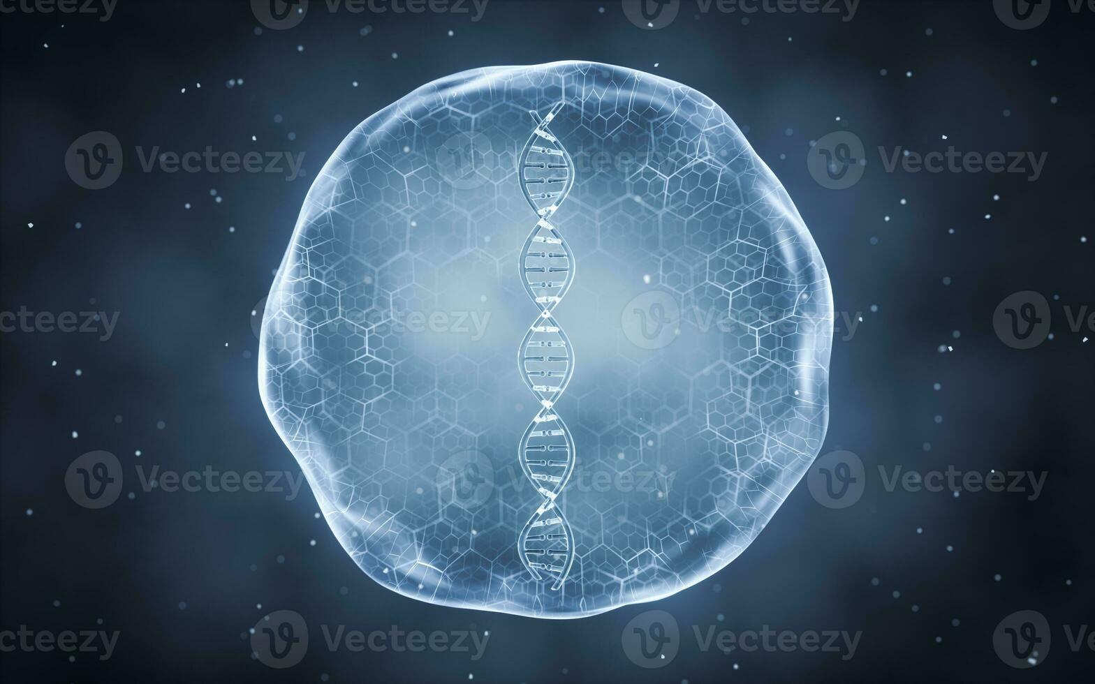 organisk sfär med dna inuti, 3d tolkning. foto