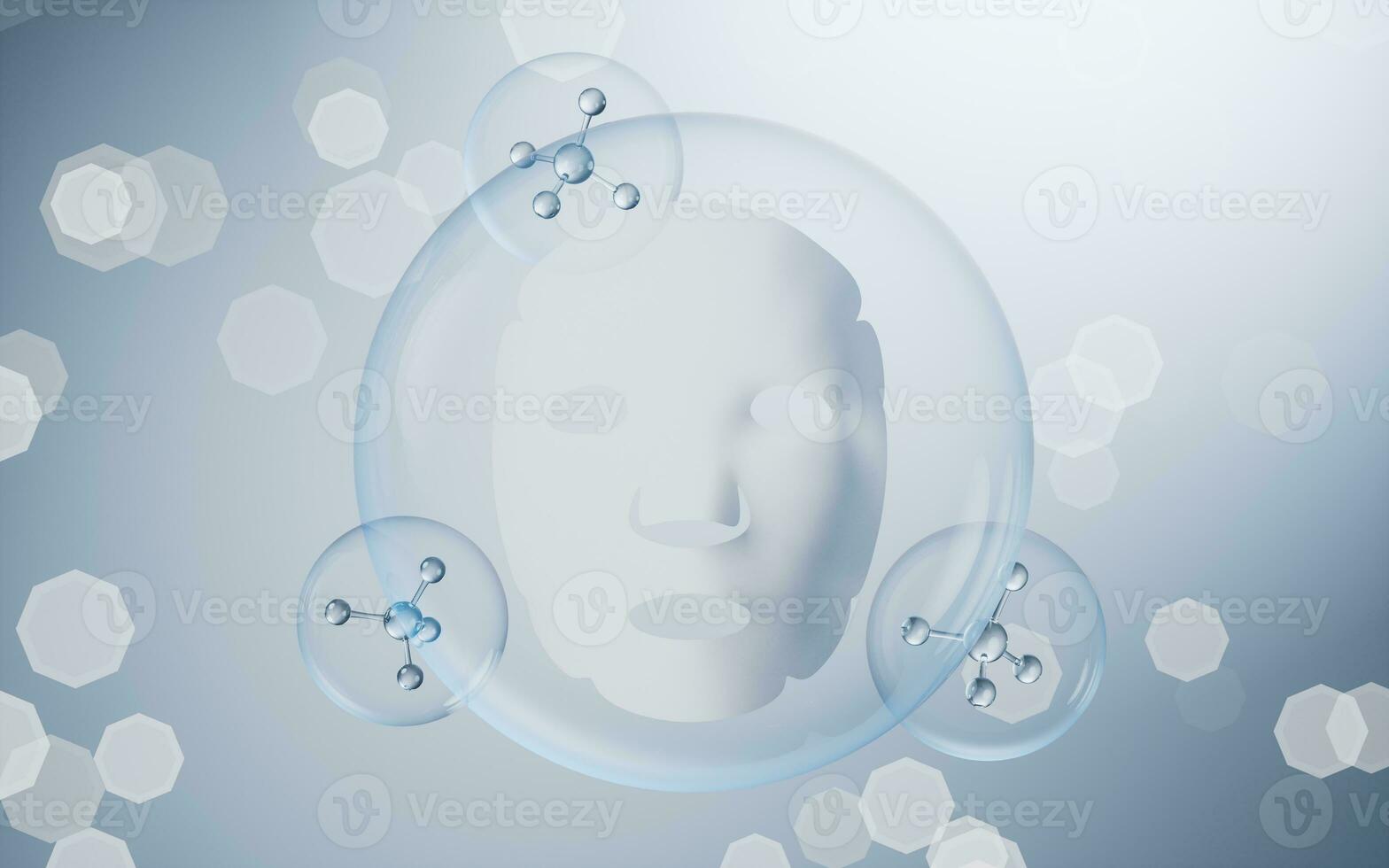 ansiktsbehandling mask med blå bakgrund, 3d tolkning. foto