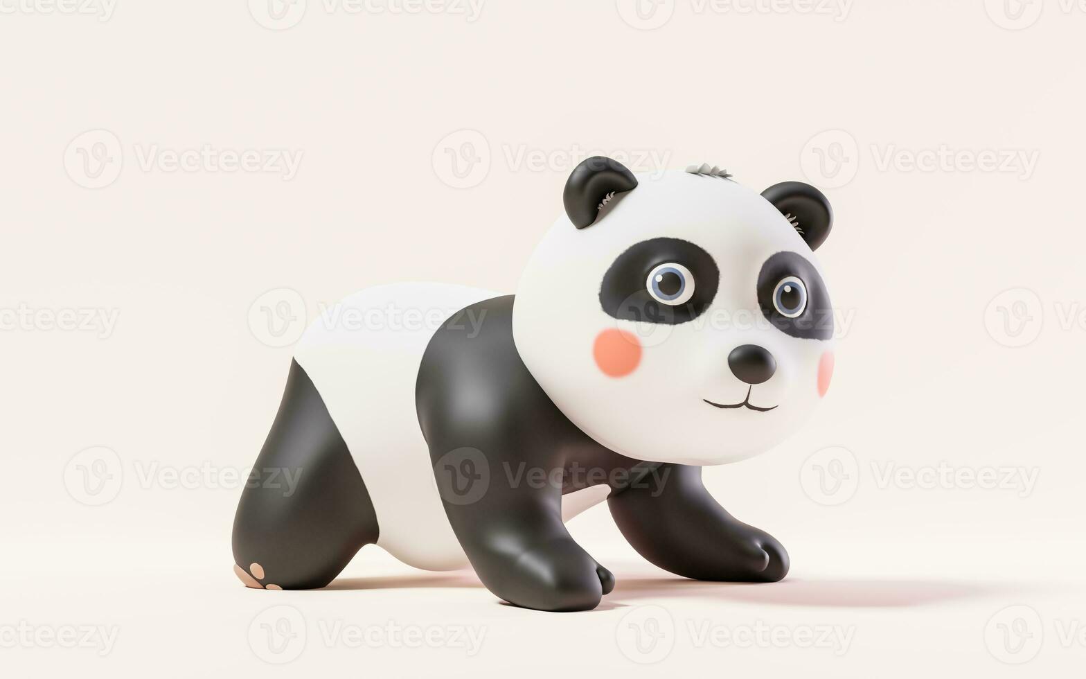 panda med tecknad serie stil, 3d tolkning. foto