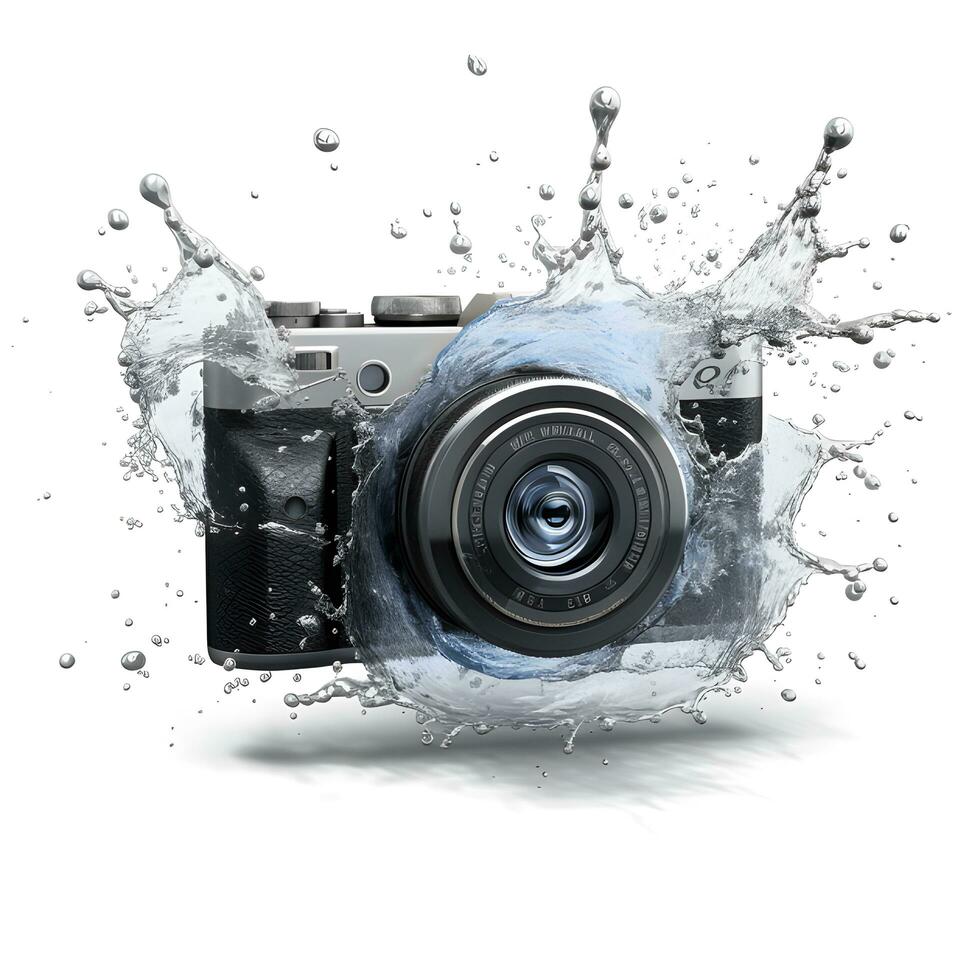 kamera i vatten stänk. ai generativ foto