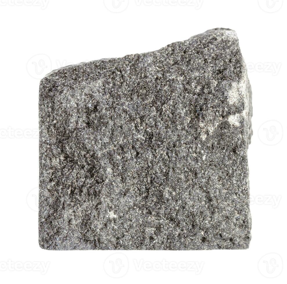 bit av rå gabbro sten isolerat på vit foto