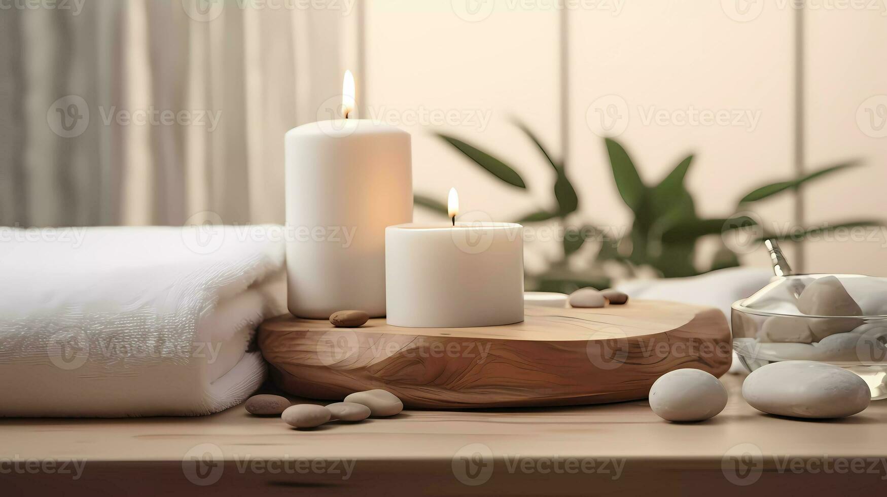 spa tillbehör sammansättning uppsättning i dag spa hotell, skönhet wellness Centrum. spa produkt är placerad i lyx spa tillflykt rum, redo för massage terapi från professionell service. foto