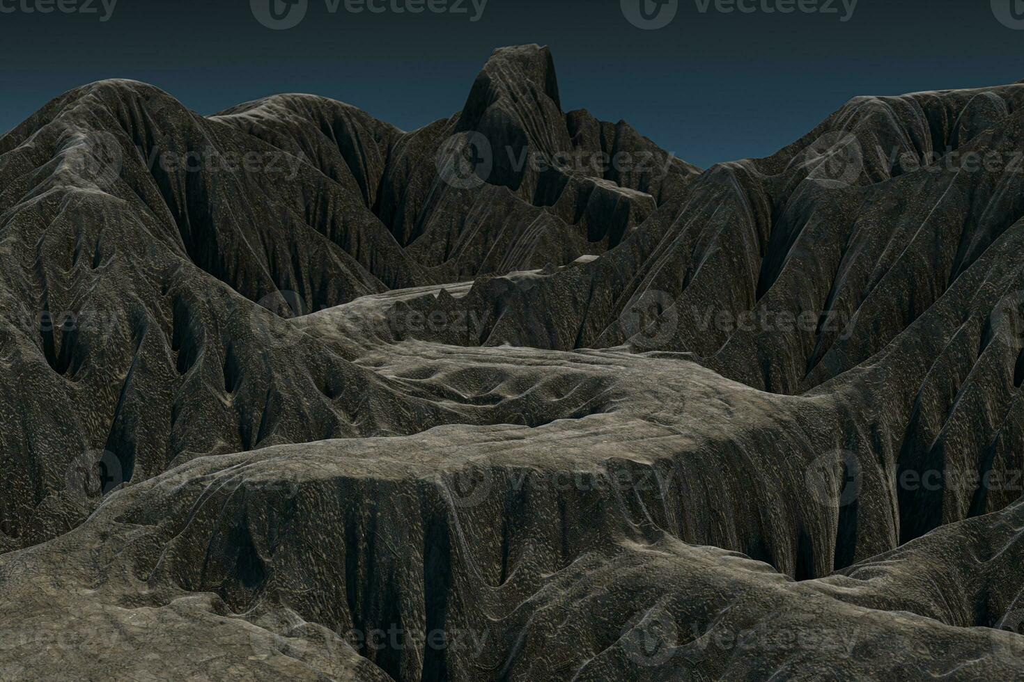 rullande berg vägar, naturlig bakgrund, 3d tolkning. foto