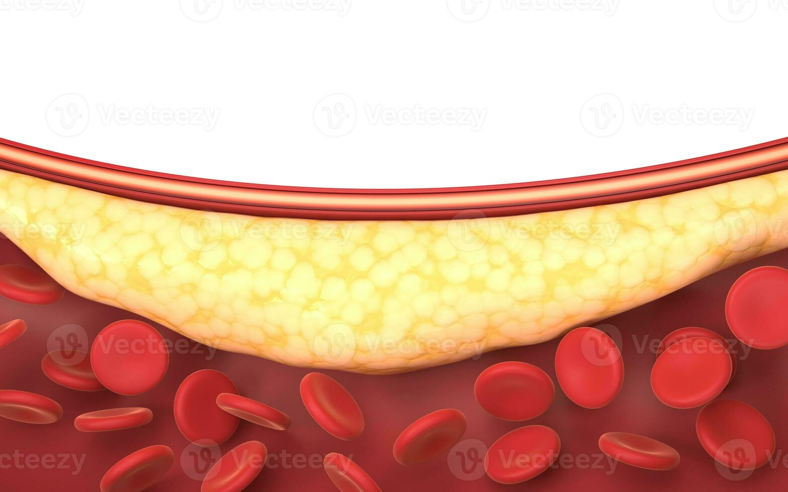 fett och röd blod celler i blod kärl, 3d tolkning. foto