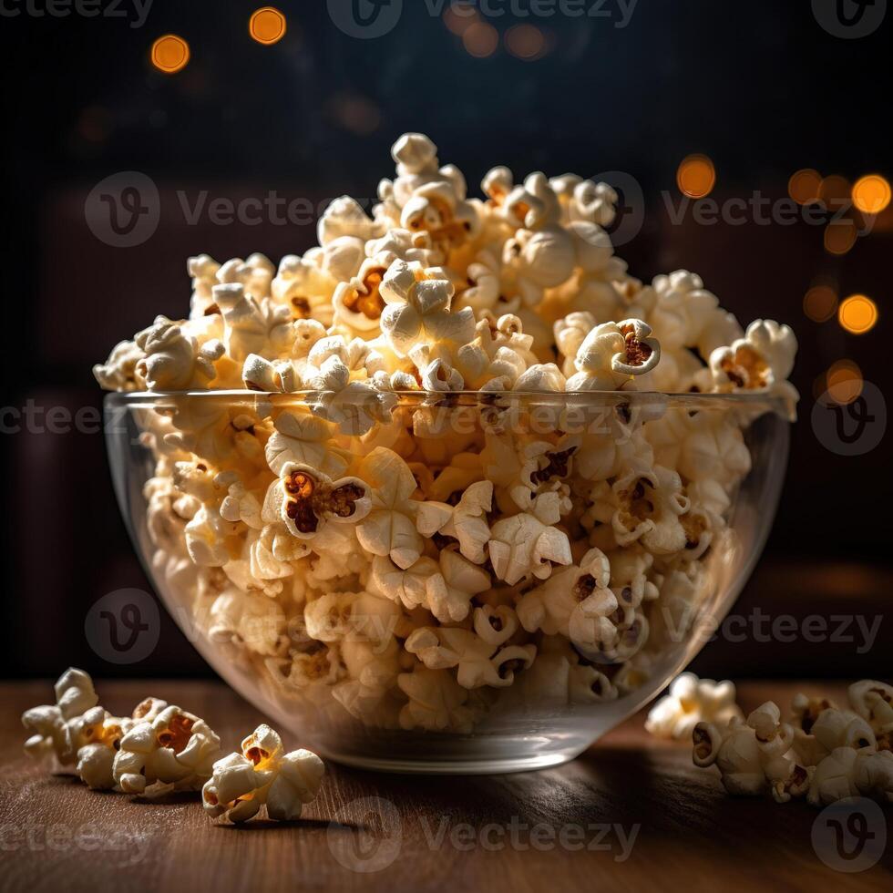 realistisk Foto av popcorn. närbild mat fotografi. ai genererad