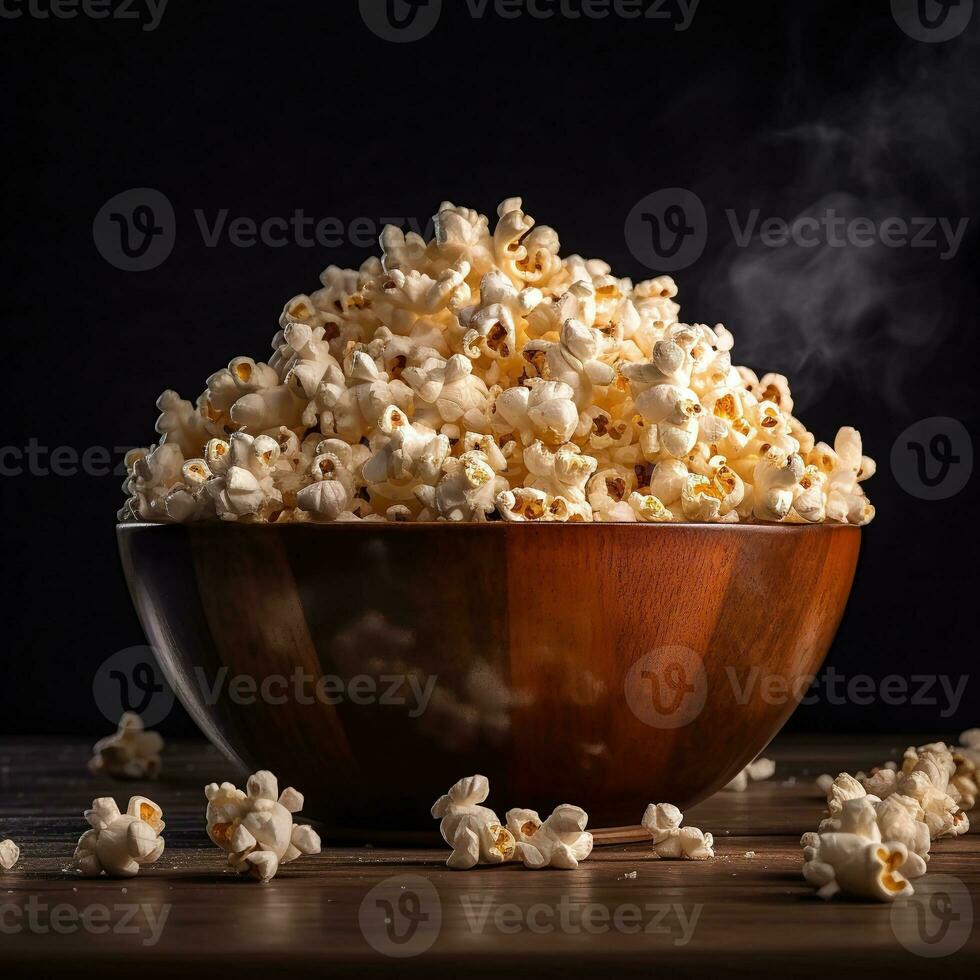 realistisk Foto av popcorn. närbild mat fotografi. ai genererad