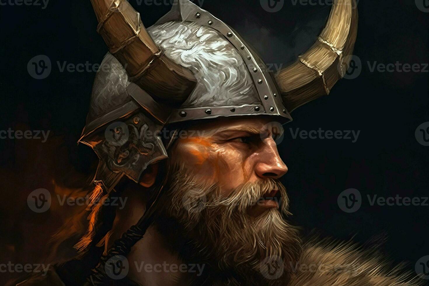 viking porträtt hjälm. generera ai foto